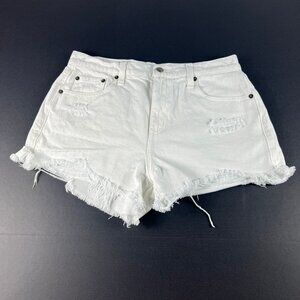 Pistola Jean Short Women 30 High Rise White Distressed Cut Off Denim Jort Tag 27